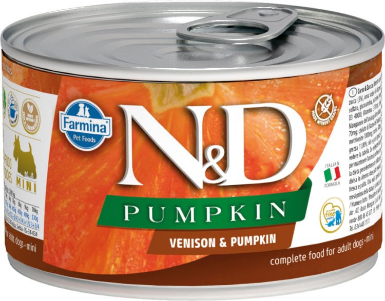Farmina N&D (Фармина НД) Pumpkin Mini Консервы беззерновые для взрослых собак мелких пород с олениной и тыквой 140 г