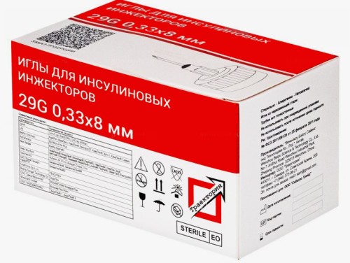 Игла для инсулиновых инжекторов (к шприц-ручке Винсувет) для кошек, 29G 0.33х8 мм (100 ШТ)