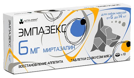 Эмпазекс для восстановления аппетита у собак 6-14  кг, 10 табл. х 6 мг Nita-Farm