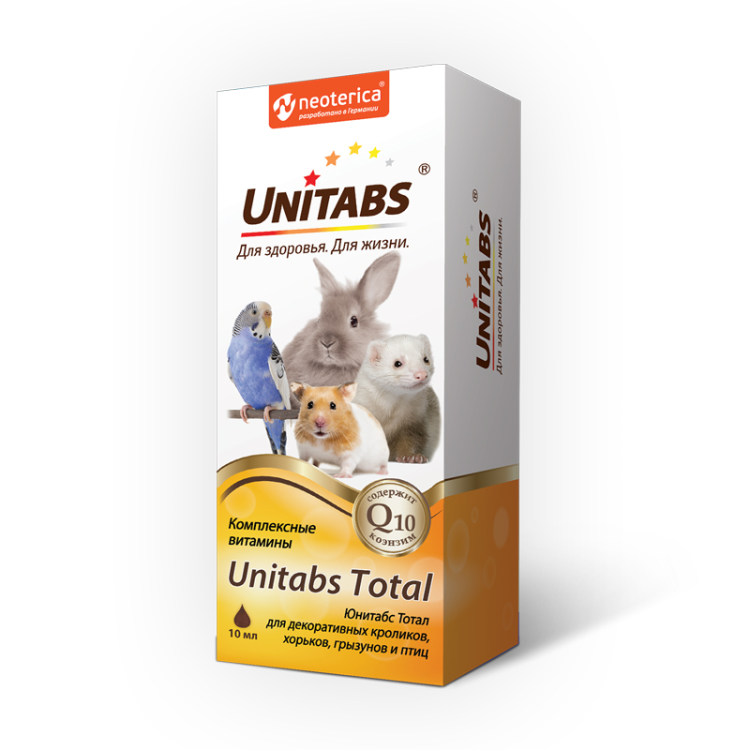 Unitabs (Юнитабс) Total Комплексные витамины для кроликов, птиц и грызунов 10 мл