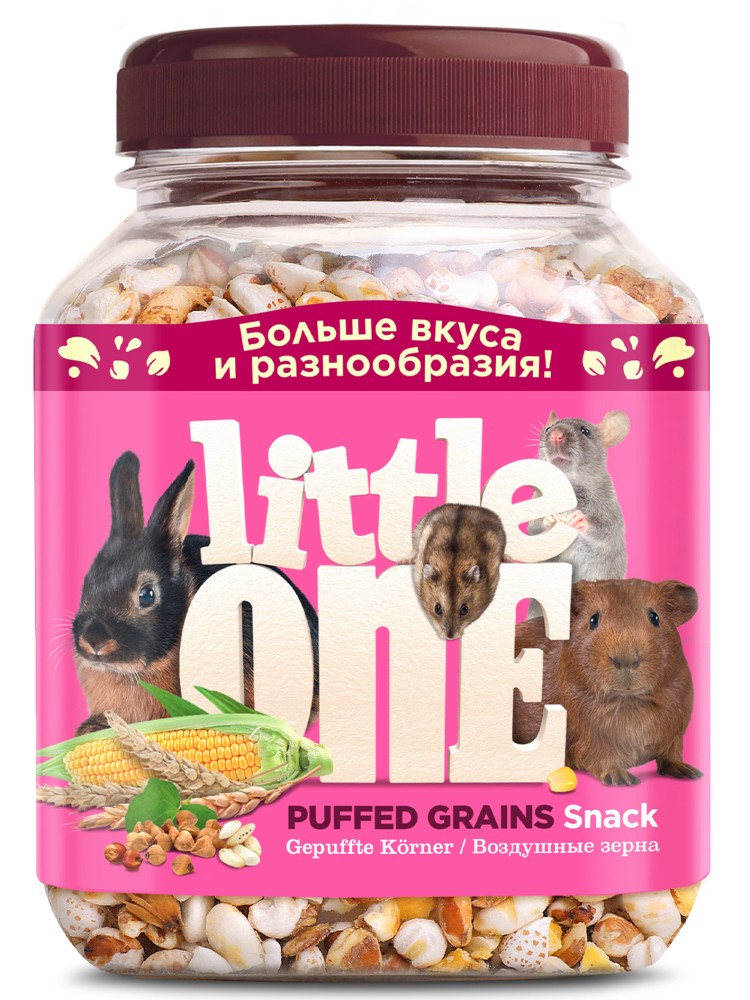 Little One (Литл Ван) Лакомство для грызунов "Воздушные зерна", 70 г (банка)
