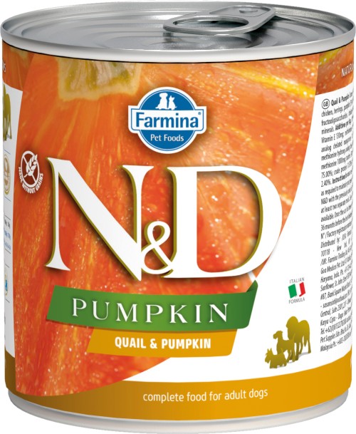 Farmina N&amp;D (Фармина НД) Pumpkin Консервы беззерновые для взрослых собак всех пород с перепелом и тыквой 285 г