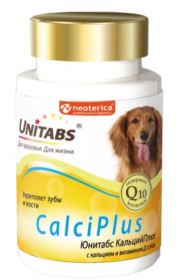 Unitabs (Юнитабс) CalciPlus Витаминно-минеральный комплекс для собак для зубов и костей, 100 таб.