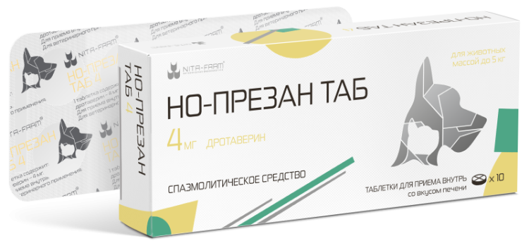 Но-презан для кошек и собак 4 мг х 10 таб. Nita-farm