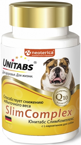 Unitabs (Юнитабс) SlimComplex Витамины для собак с лишним весом 100 табл