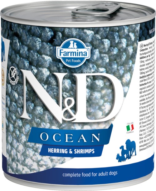 Farmina N&amp;D (Фармина НД) Ocean Консервы беззерновые для взрослых собак всех пород с сельдью и креветками 285 г