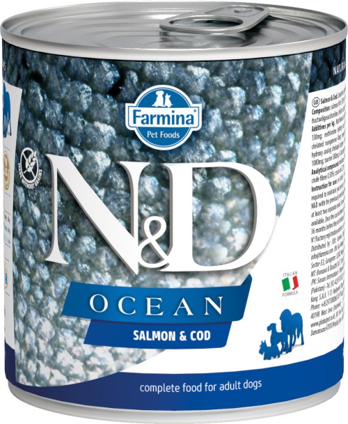 Farmina N&amp;D (Фармина НД) Ocean  Консервы беззерновые для взрослых собак всех пород с лососем и треской 285 г