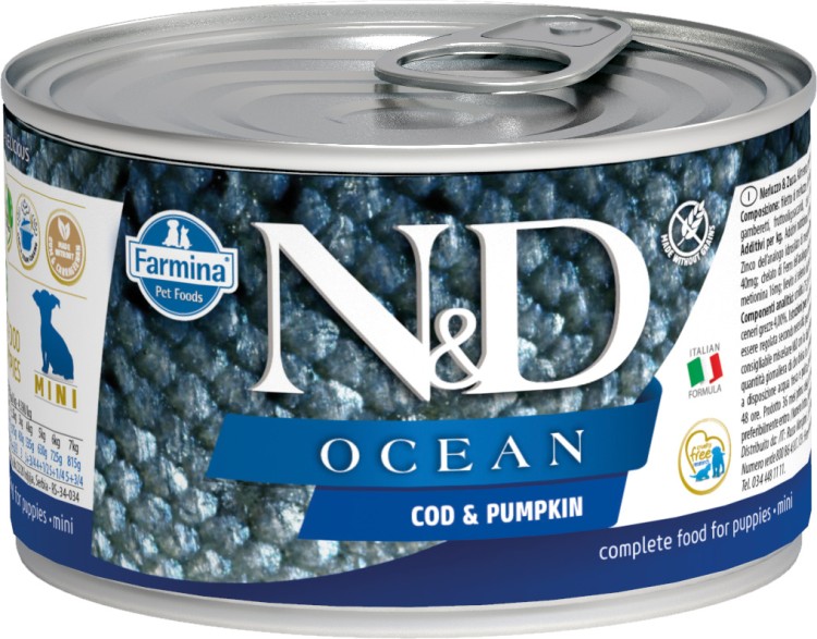 Farmina N&D (Фармина НД) Ocean Puppy Mini Консервы беззерновые для щенков мелких пород с треской и тыквой 140 г