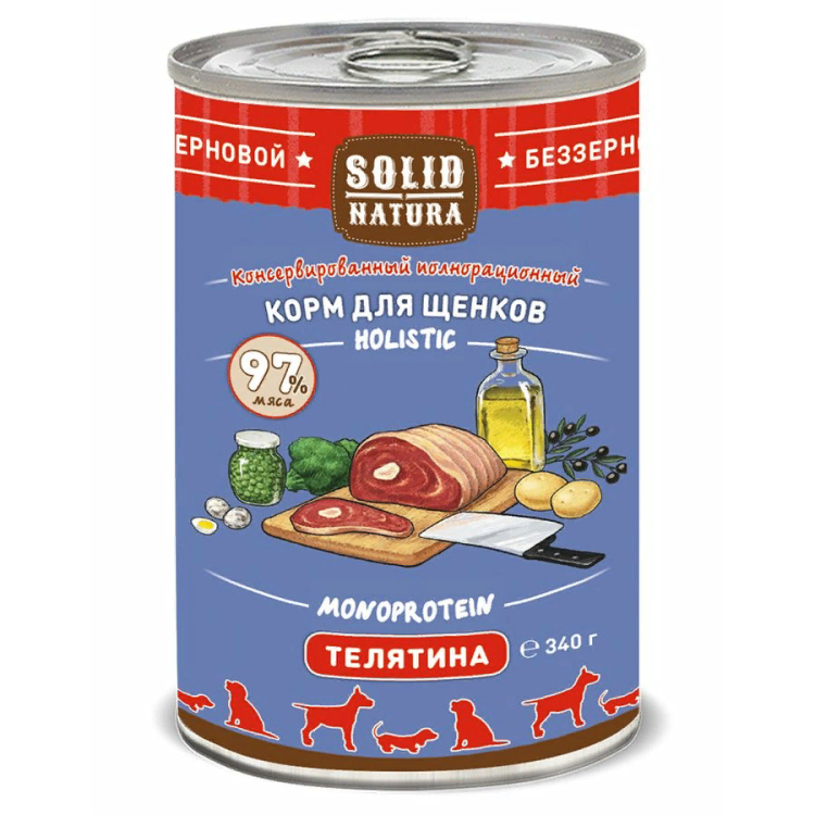 Solid Natura Holistic (Солид Натура Холистик) Консервы для щенков с телятиной 340 г