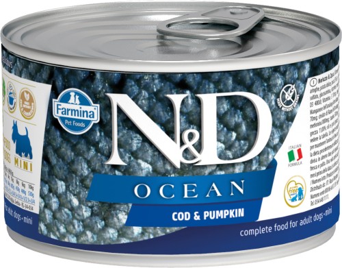 Farmina N&amp;D (Фармина НД) Ocean Mini Консервы беззерновые для взрослых собак мелких пород с треской и тыквой 140 г