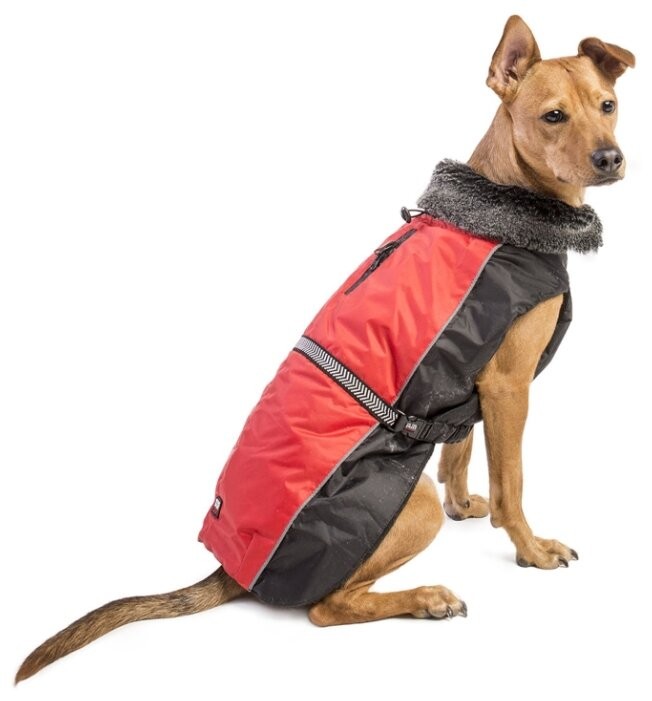 DogGoneSmart Aspen Нано куртка зимняя с меховым воротником красная 61см/р.24