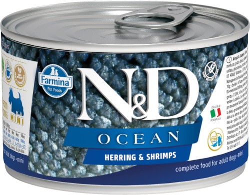 Farmina N&amp;D (Фармина НД) Ocean Mini Консервы беззерновые для взрослых собак мелких пород с сельдью и креветками 140 г
