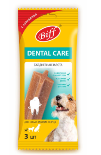 Biff Dental Care Лакомство для собак мелких пород Снек жевательный с говядиной 45 г