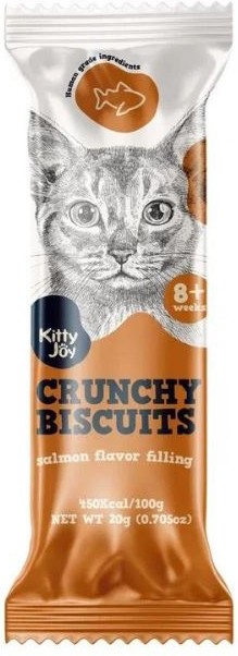 Лакомство Kitty Joy для кошек хрустящие подушечки с начинкой, со вкусом лосося, 20 г