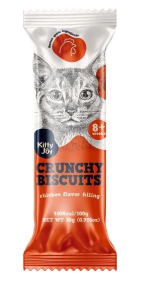 Лакомство Kitty Joy для кошек хрустящие подушечки с начинкой, со вкусом курицы, 20 г