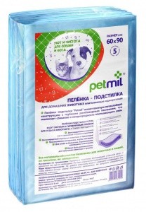 Пеленка-подстилка для животных 60*90 см, 5 шт Petmil