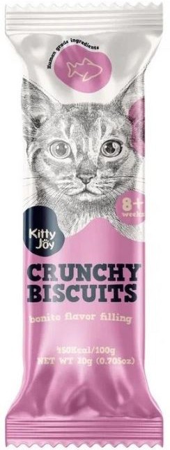 Лакомство Kitty Joy для кошек хрустящие подушечки с начинкой, со вкусом бонито, 20 г