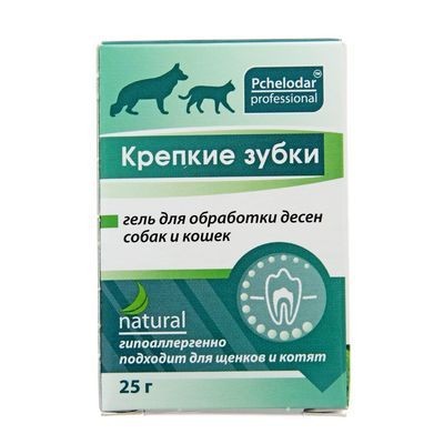 Крепкие зубки Гель для обработки десен собак и кошек, 25 г Пчелодар 