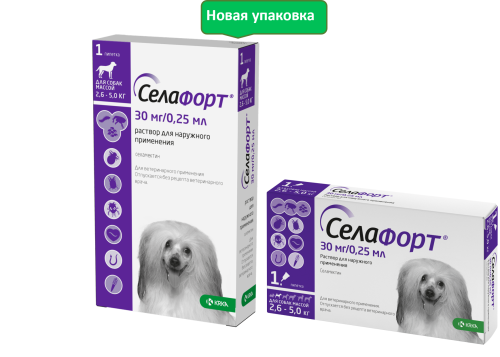 Селафорт капли на холку для собак весом от 2,6 до 5 кг, 30 мг  1 пипетка