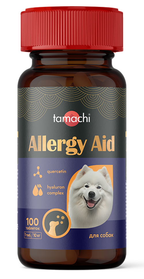 Tamachi Allergy Aid (Тамачи) Витамины для собак средних и крупных пород при аллергии, 100 таб.