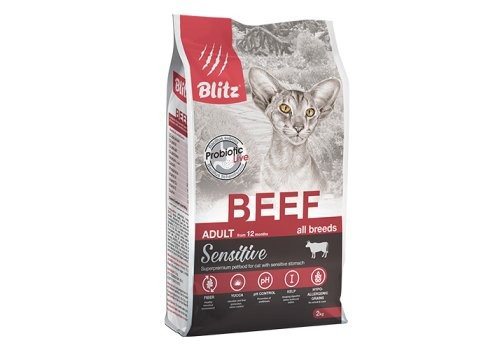 Blitz Sensitive Beef Adult Cats Сухой корм для взрослых кошек с говядиной 2 кг