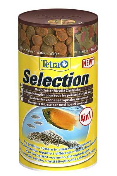 Tetra Selection Корм всех видов декоративных рыб (4 вида хлопья/чипсы/гранулы/таблетки) 45 г 100 мл