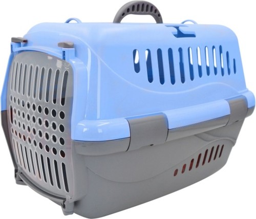 Homepet переноска пластиковая голубая 48х32х32 см