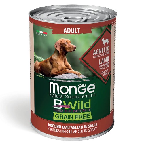 MONGE BWild Adult Корм влажный д/собак Ягненок с тыквой и кабачками 400 г