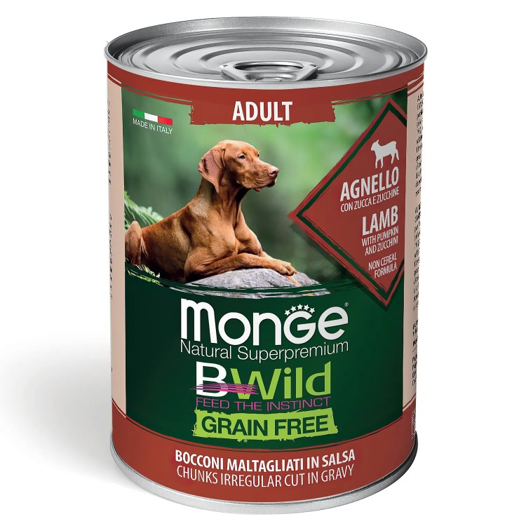 MONGE BWild Adult Корм влажный д/собак Ягненок с тыквой и кабачками 400 г