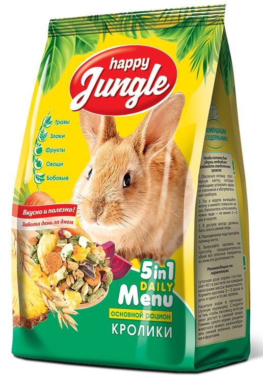 Happy Jungle ( Хэппи Джангл) корм для кроликов 5 в 1 Daily Menu, 400 г Экопром