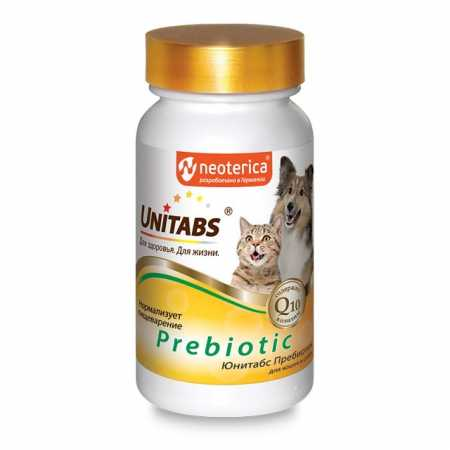 Unitabs (Юнитабс) Prebiotic Пребиотический комплекс для собак и кошек для нормализации пищеварения, 100 таб