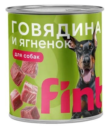 FINT влажный корм для взрослых собак крупных пород с говядиной и ягненком,  850 г