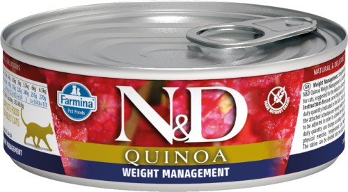 Farmina N&amp;D (Фармина НД) Quinoa Weight Management Консервы беззерновые для кошек для контроля веса с киноа 80 г