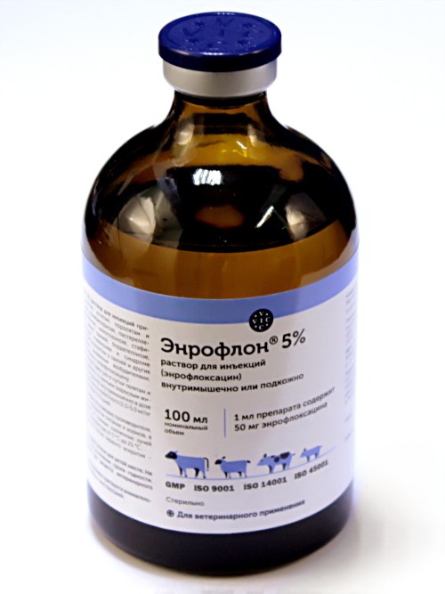 Энрофлон 5% р-р для инъекций, 100 мл (замена Байтрил 5%)