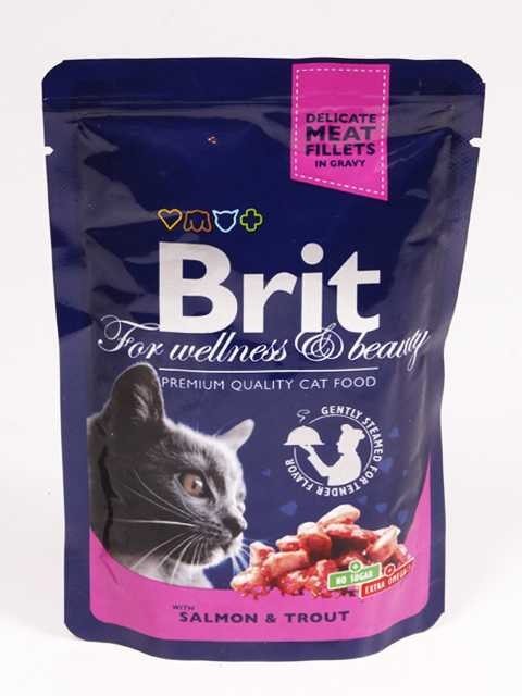 Brit Premium (Брит Премиум) Пауч для взрослых кошек с лососем и форелью 85 г
