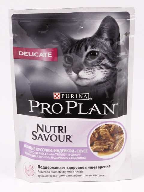 Purina Pro Plan (Пурина Про План) Nutri Savour Delicate Пауч для кошек с чувствительным пищеварением с индейкой в соусе 85 г 5 шт