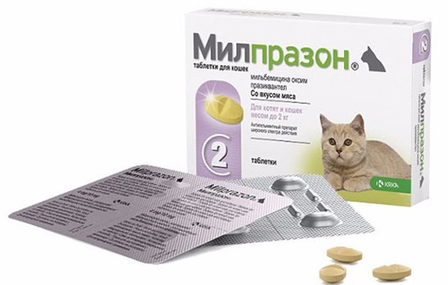 Милпразон для котят и кошек весом до 2 кг, 2 табл., KRKA 