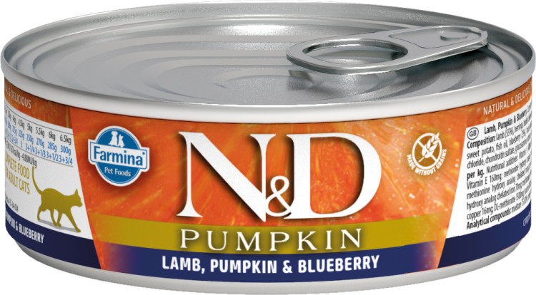 Farmina N&D (Фармина НД) Pumpkin Консервы беззерновые для кошек с ягненком, тыквой и черникой 70 г