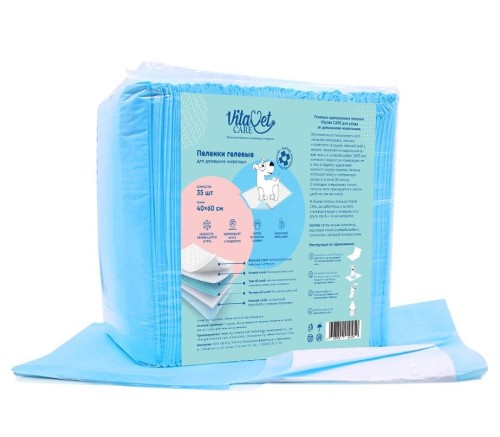 Пеленки гелевые для животных 60х40 см, 35 шт VitaVet Care 