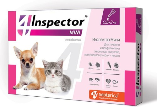 Инспектор мини (Inspector mini) Капли на холку для кошек и собак весом от 0,5 до 2 кг 1 пипетка