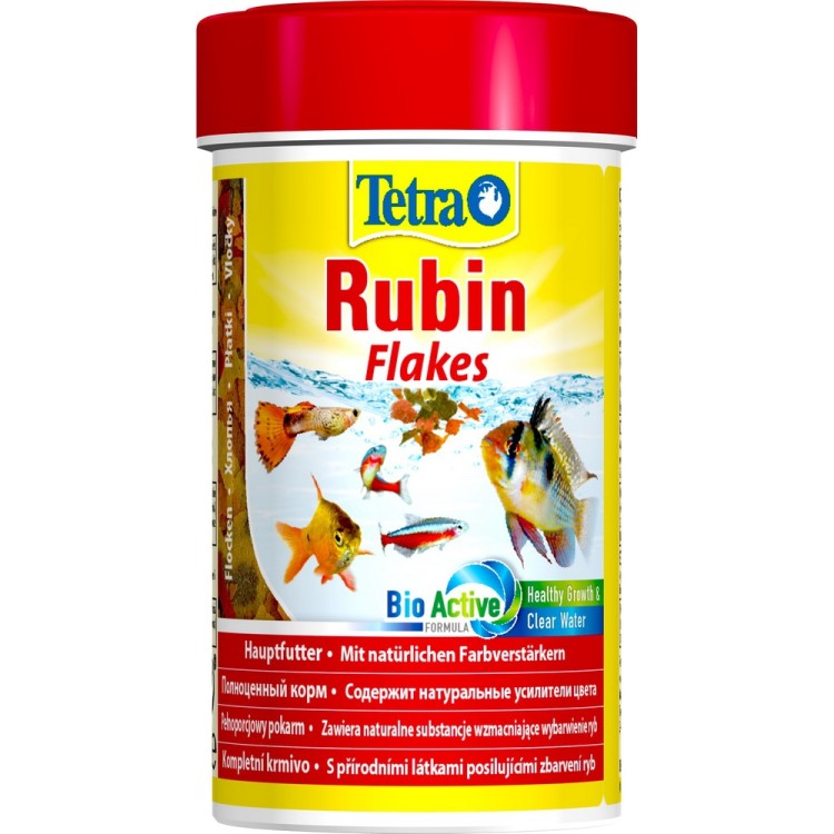 Tetra (Тетра) Rubin flakes Корм для всех видов декоративных рыб для улучшения окраса (хлопья) 20 г 100 мл