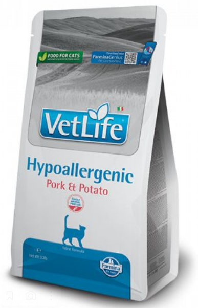 Farmina (Фармина) Vet Life Cat Hypoallergenic Pork &amp; Potato Сухой лечебный гипоаллергенный корм для кошек со свининой и картофелем 1,5 кг
