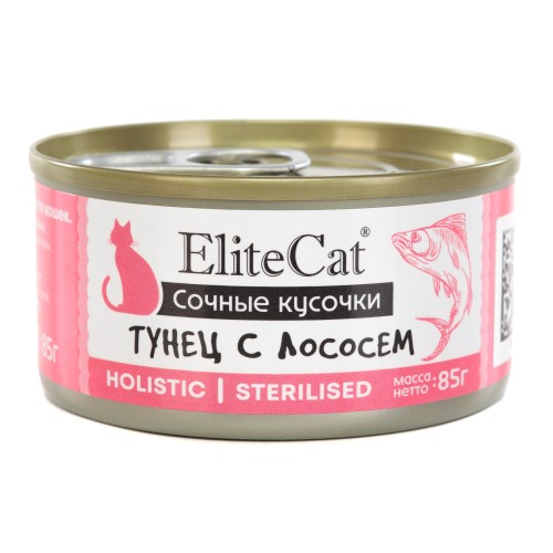 EliteCat консервы для кошек "Тунец с лососем" в ароматном бульоне, 85 г