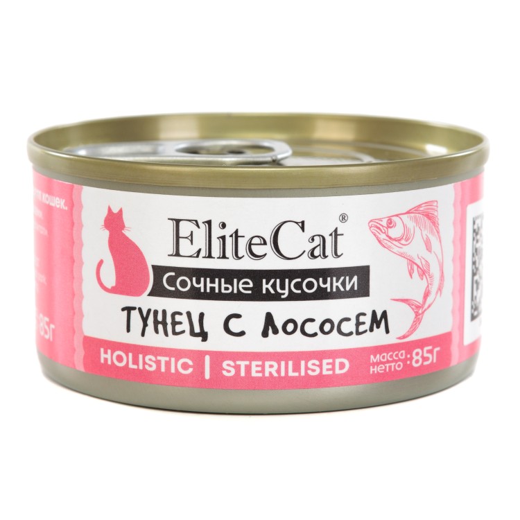EliteCat консервы для кошек "Тунец с лососем" в ароматном бульоне, 85 г