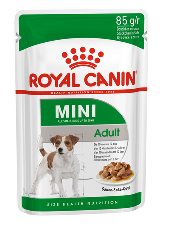 Royal Canin (Роял Канин) Mini Adult Пауч для собак мелких размеров с 10 месяцев до 8 лет, 85 гр 