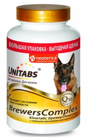 Unitabs (Юнитабс) BrewersСomplex Пищевая добавка для собак крупных пород, 200 табл