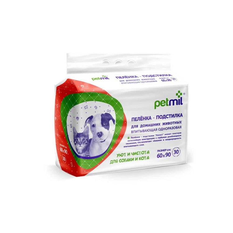 Пеленка-подстилка для животных 60*90 см, 30 шт Petmil 