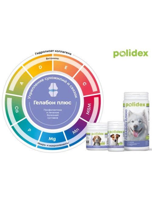 Polidex Gelabon plus (Полидекс Гелабон плюс) Витамины для собак для опорно-двигательного аппарата 150 табл