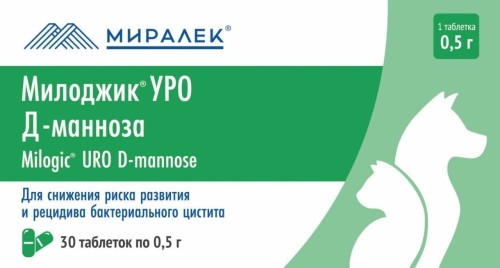 Милоджик Уро Д-манноза для собак и кошек, 30 табл х 0,5 г,  (Аналог УроПро)