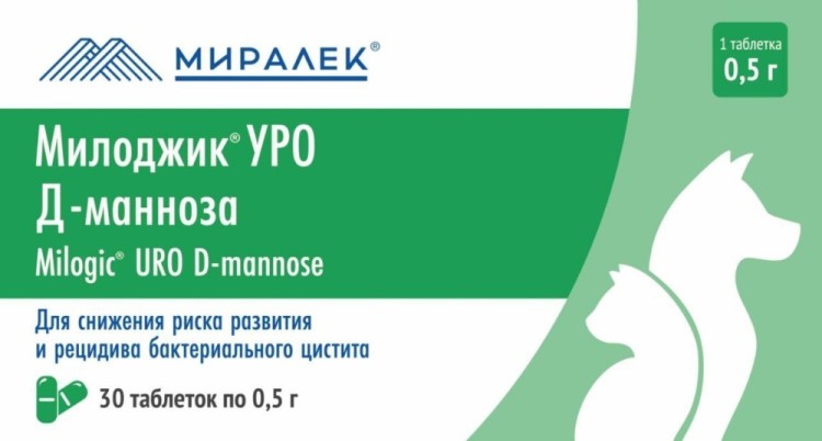 Милоджик Уро Д-манноза для собак и кошек, 30 табл х 0,5 г,  (Аналог УроПро)